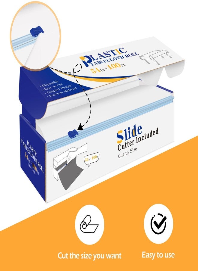 YSYJ Plastic Table Cover Roll White Disposable Table Cloth 54 in x 100 Ft, Plastic Table Cloths with Slide Cutter Table Cover for Parties - Image 3